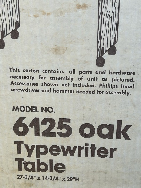 NOS Vintage Spacemates Affordable Furniture Oak Rolling Typerwriter Table SEALED gallery