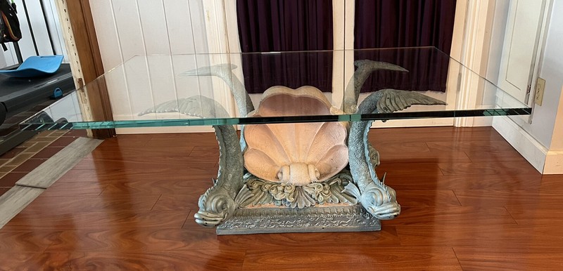 Special Vintage Neoclassical Cast Metal Bronze French Table Fish Koi Dolphin gallery