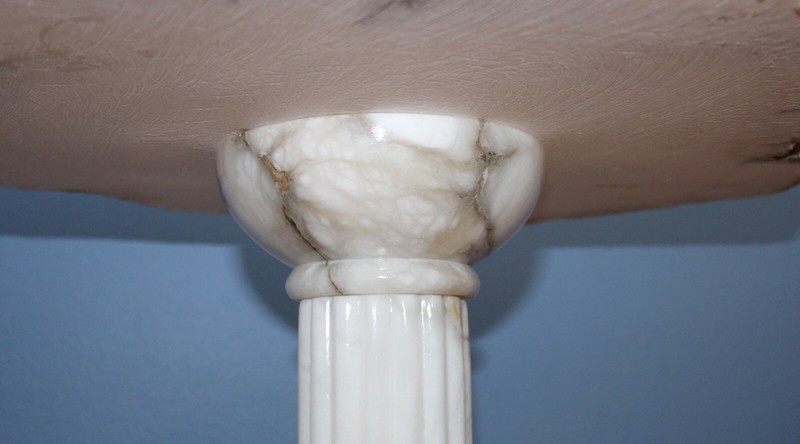 Italian Marble Table Carved Column THICK Slab Top 1980s or earlier gallery