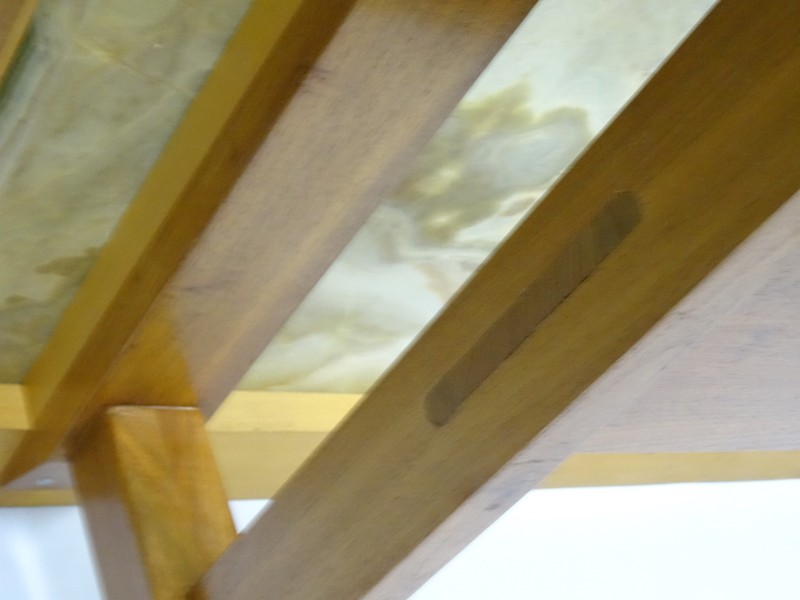 STRIKING MID CENTURY MODERN COFFEE TABLE with ONYX MARBLE INSET TOP gallery
