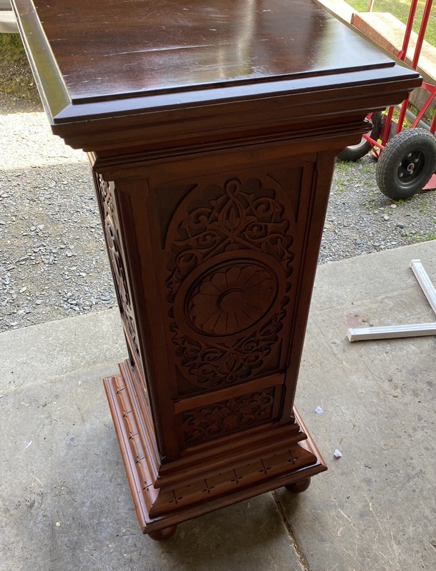 WALNUT CARVED PEDESTAL, ATTR. PABST gallery