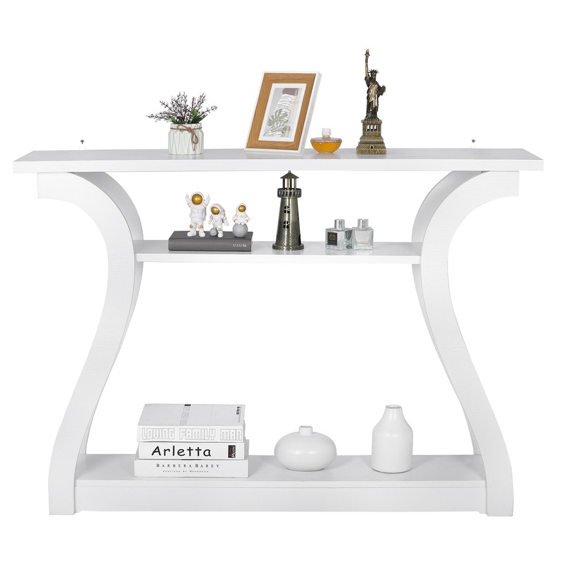 47″ Accent Table Console Table Side Table Curved Legs Shelf Hallway 3 Colors