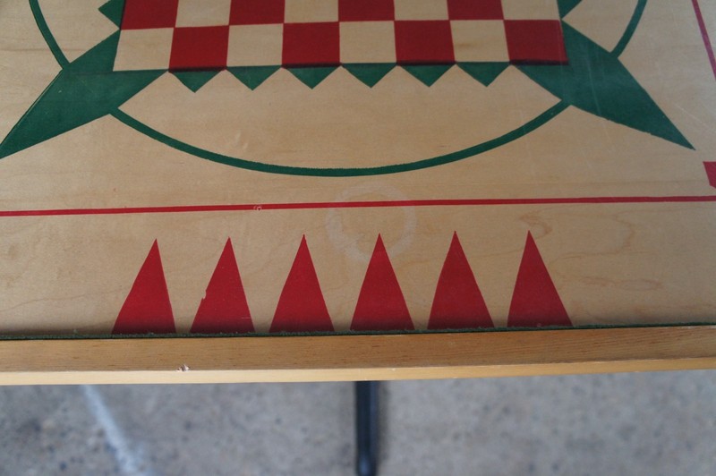 Vintage Carrom Crokinole Chess Checkers Game Board Pedestal Table 42" gallery