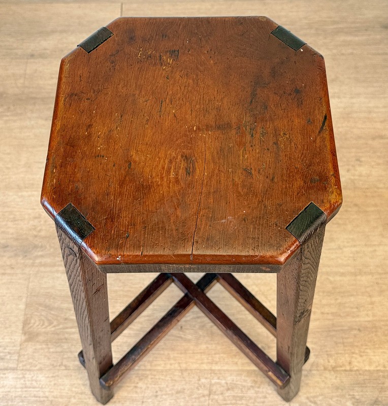 Antique Arts & Crafts Wood Octagonal Plant Stand Table gallery