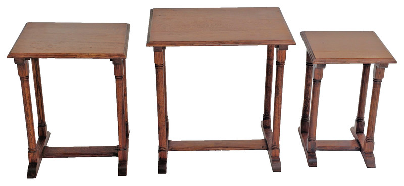 Vintage 1950s American Oak Nesting Tables Set of 3 – Solid Wood Side Tables gallery