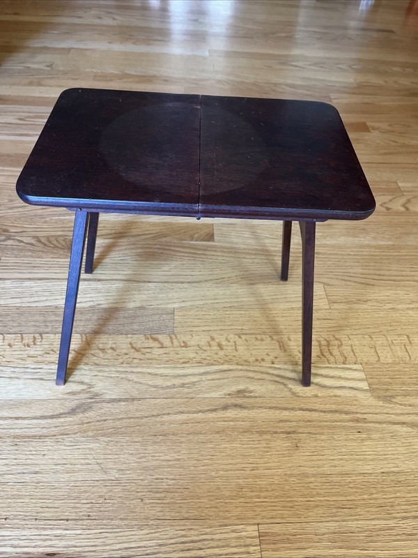 Vintage MCM Howe Salesman Folding Sample End Table "If it folds ask Howe"--9473