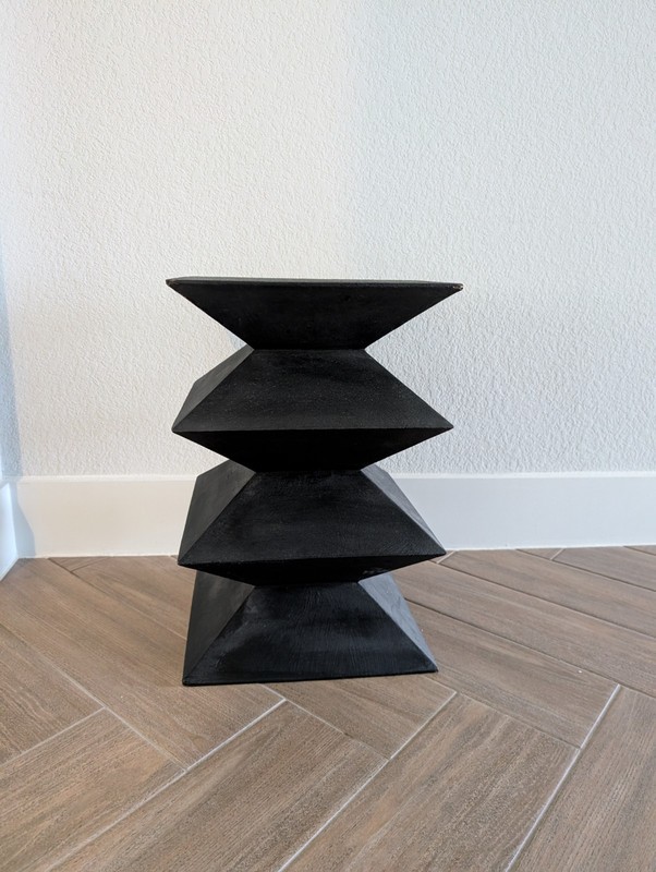 Postmodern Blackened Zig Zag Side Table or Pedestal gallery