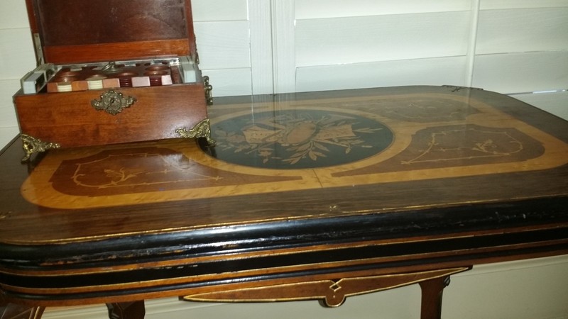 VICTORIAN RENAISSANCE REVIVAL INLAID TOP CENTER TABLE ORIGINAL MARQUETRY