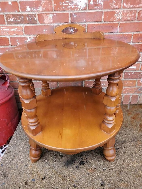 Vintage Round End Table 2 Tier Solid Hard Rock Maple gallery