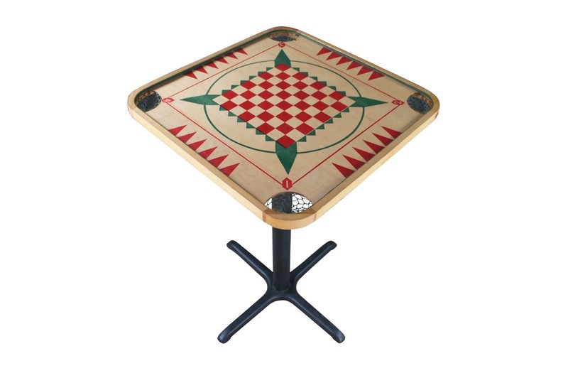 Vintage Carrom Crokinole Chess Checkers Game Board Pedestal Table 42" gallery