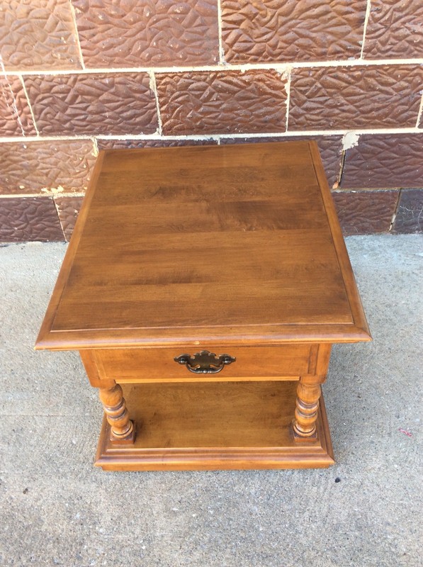 Vintage Heywood Wakefield End Table On Wheels - No 476-08 - Cinnamon - Good gallery