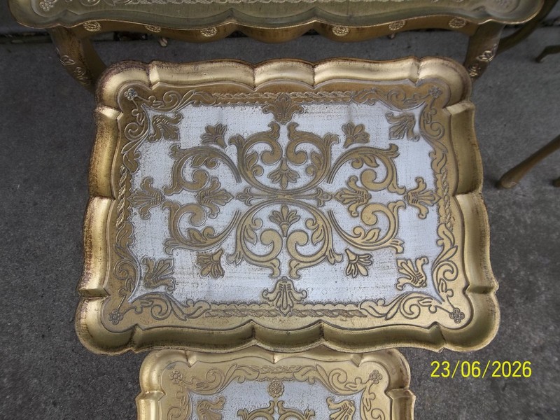 Vintage 1950s - 60"s Italian Florentine Gilded Plastic Nesting Tables - Set of 3 gallery