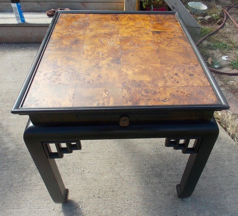 Mid Century Burl Elm Ethan Allen End Table (ET943) (EA-58)