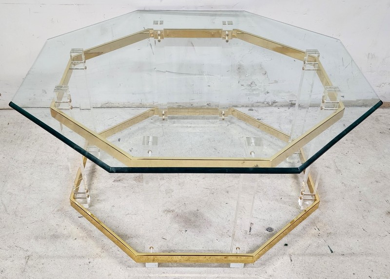 Lucite Coffee Table CHARLES HOLLIS JONES Style 24 Karat Gold Plated gallery