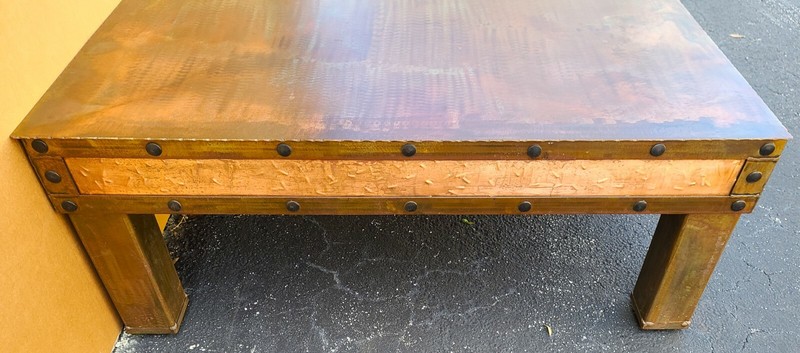 Huge Copper Coffee Cocktail Table 73" x 49" gallery