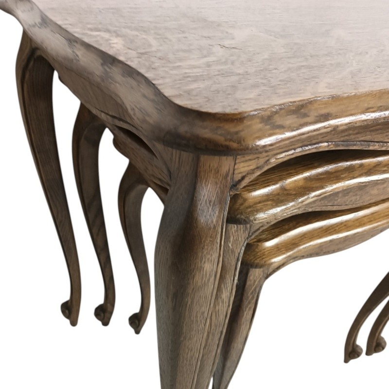 Vintage Set of 3 Stacking Nesting Tables - Louis XV Style Wood gallery