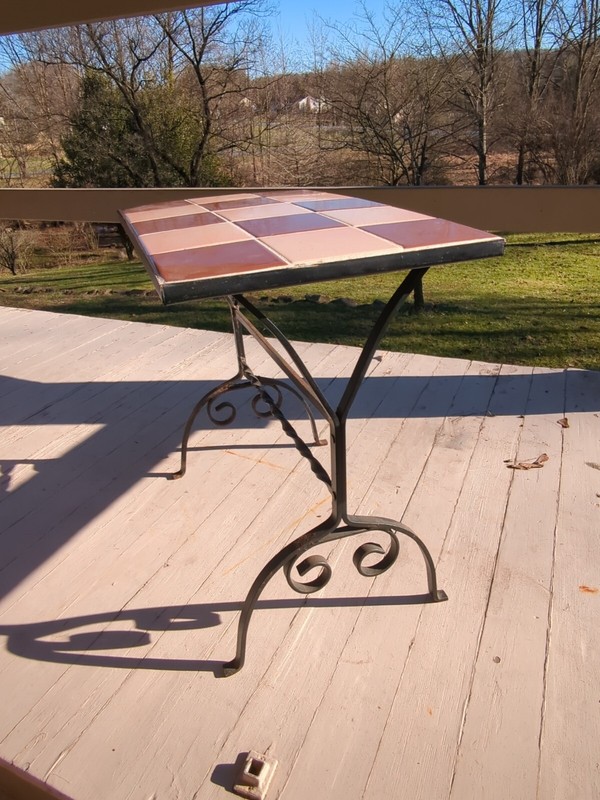 Vintage Arts & Crafts California Tile Top w/ Wrought Iron Base Table gallery