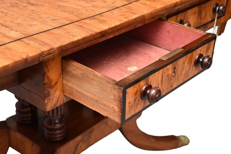 English Antique Gillows-made Regency Pollard Oak Sofa Table gallery