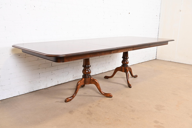 Ethan Allen Georgian Solid Cherry Wood Double Pedestal Extension Dining Table gallery