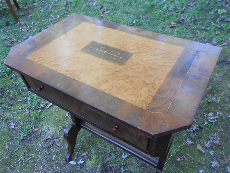 ANTIQUE 19th CENTURY REGENCY INLAID MAHOGANY ONE DRAWER STAND gallery