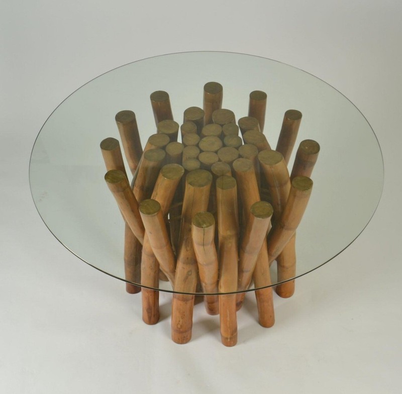 Vintage Design Sculptural 1950's bamboo dining table gallery