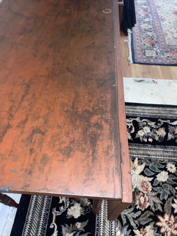 Antique 19TH Century Drop Leaf Table In Antique Red Paint gallery