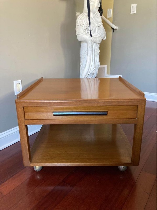 Mid century Modern Mahogany Side Table on Brass Casters by Edward Wormley for Du