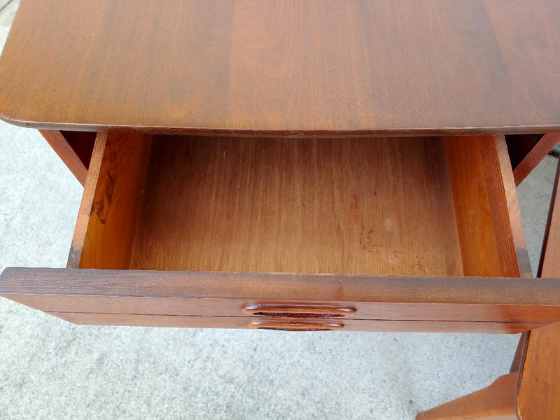 COOL SET (3) MID CENTURY MODERN WALNUT?, TEAK? COFFEE & 2 SIDE TABLES, BASSETT? gallery
