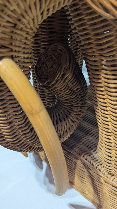 Vintage Boho Wicker Rattan Elephant Side Table Style of Mario Lopez Torres 1970s gallery