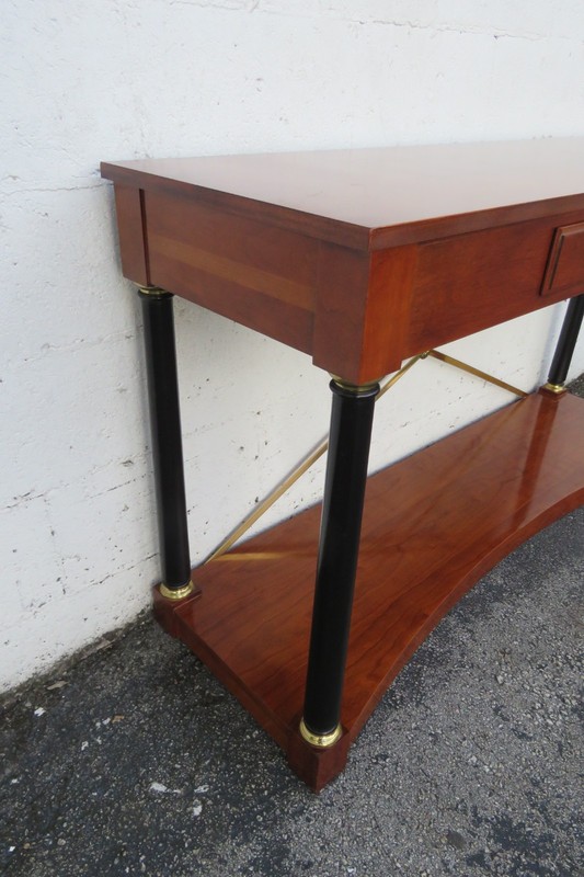 Ethan Allen Medallion Cherry Console Entry Table with Brass X Stretcher 6195 gallery