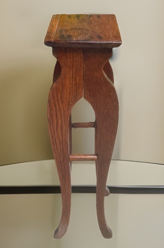 Vintage Oak Plant Stand Pedestal Table 23”h x 9.5”l x 7”d gallery