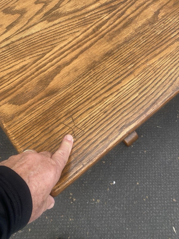 66523 Solid Oak Double Pedestal Trestle Dining Table gallery