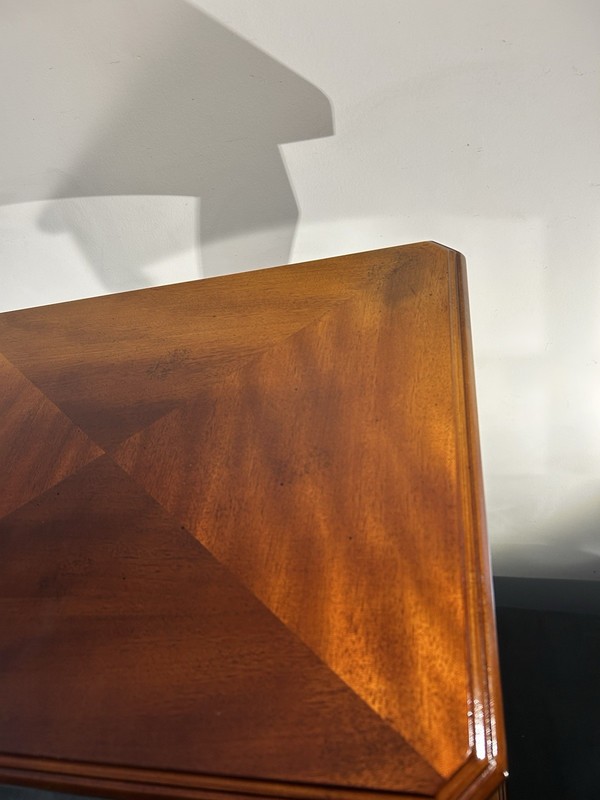 Late 20th C. 4-Tier Mahogany Side Table ~ Bookmatched Top ~ Bombay Co. gallery