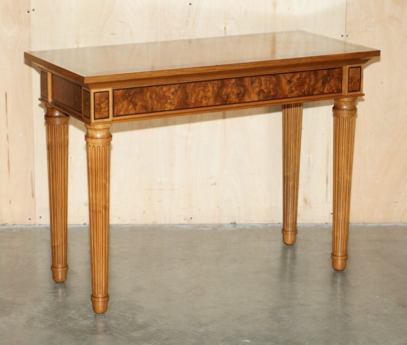 STUNNING RRP £12000 VISCOUNT DAVID LINLEY 1993 STAMPED BURR WALNUT CONSOLE TABLE gallery