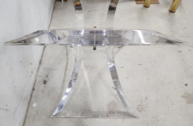 MCM Lucite Dining Table Base Signed by Lion In Frost gallery