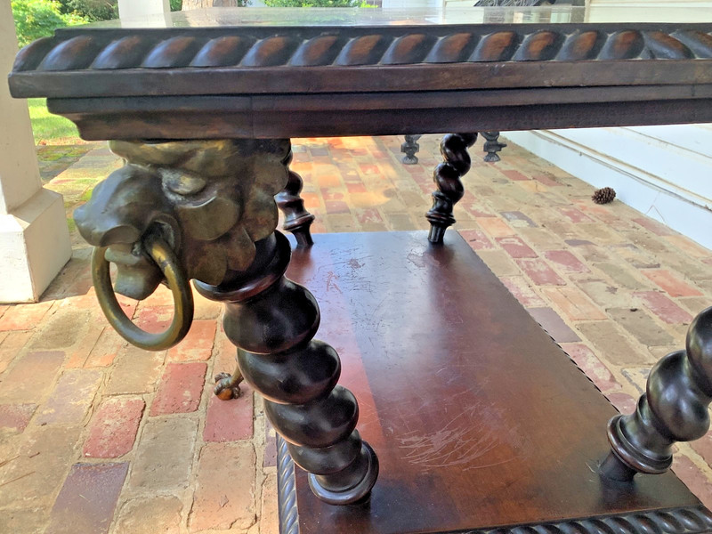 RARE Victorian Barley Twist Library Table by Merklen Brothers, c1890 gallery