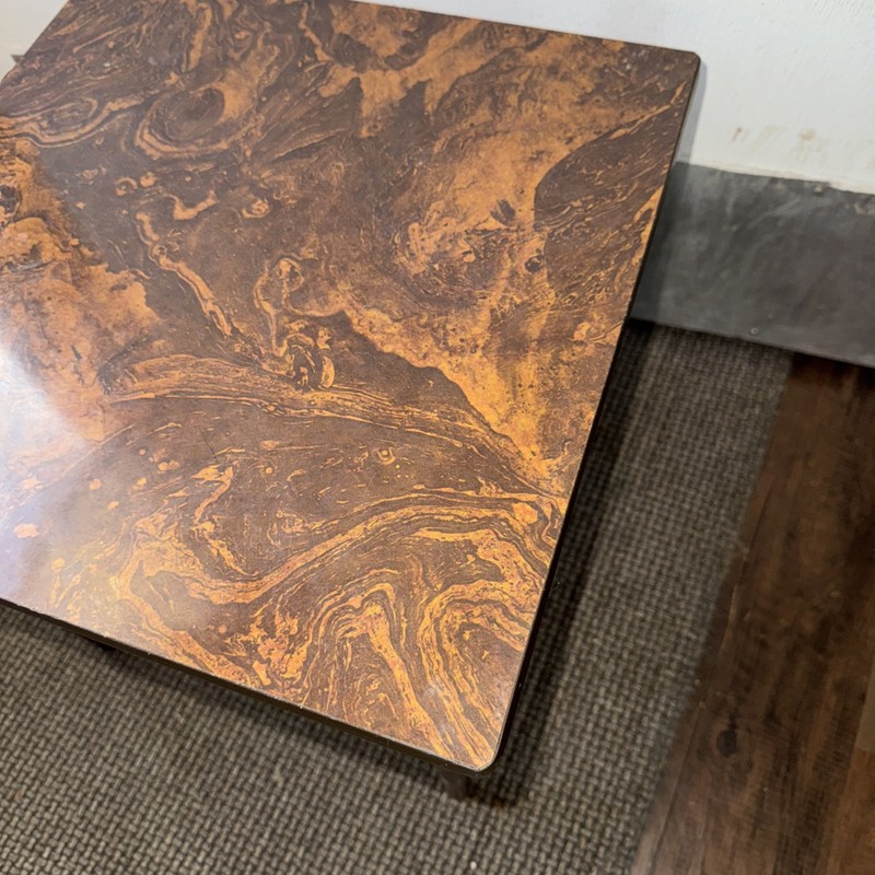 Vintage Mid-Century Modern Square Side Table 15”x15” Wood Tapered Legs Marbled gallery