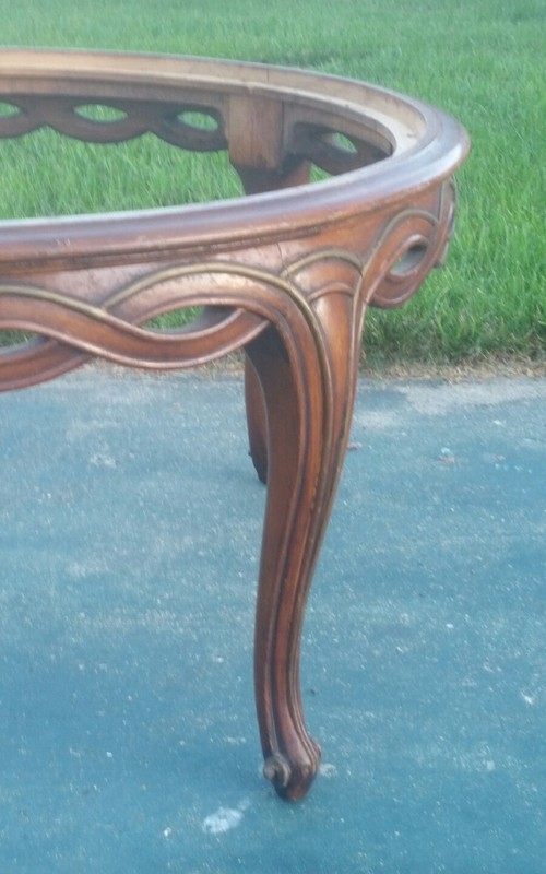 Antique Architectural Carved Wood Table Base Neo Classical W/O Glass gallery