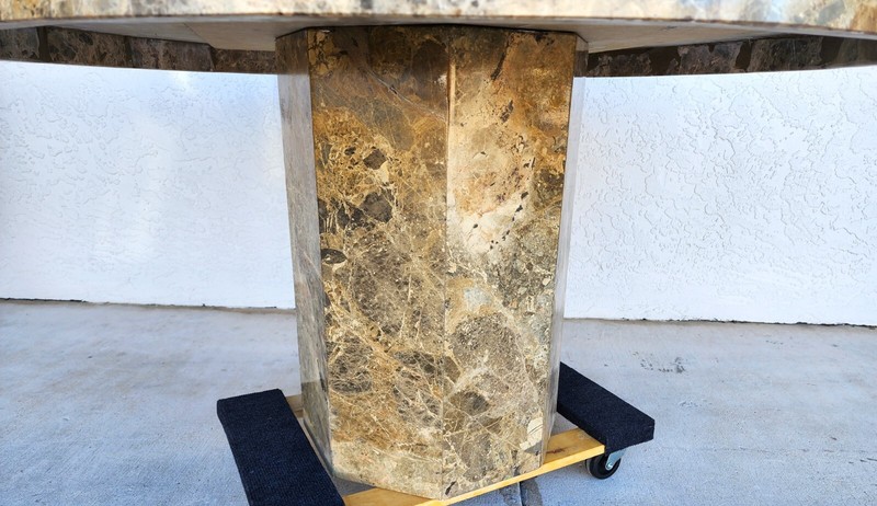 Marble Dining Table Faux Emperado Italian 1970s 55" gallery