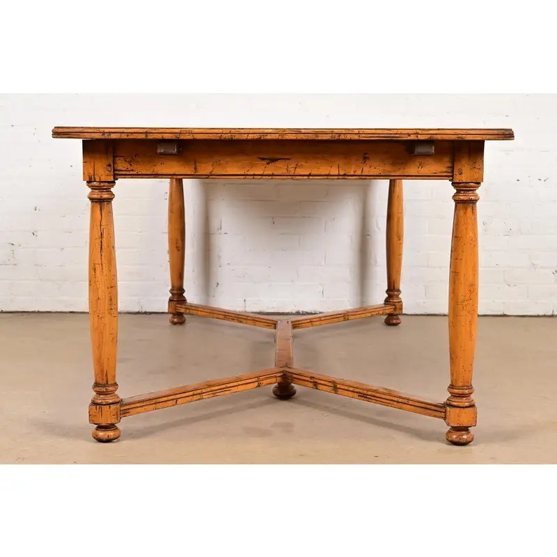 Guy Chaddock English Country Rustic Oak Harvest Farm Extension Dining Table gallery