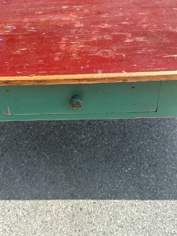 antique old paint large farm table country 1800s primitive tavern green red gallery