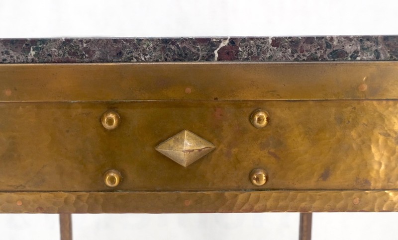 Solid Heavy Forged Copper Marble Top 18" Square Stand Lamp Table Pedestal MINT! gallery