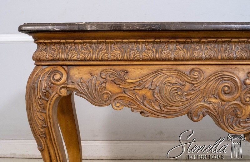 L69536: ETHAN ALLEN Continental Style Marble Top Console Hall Table gallery