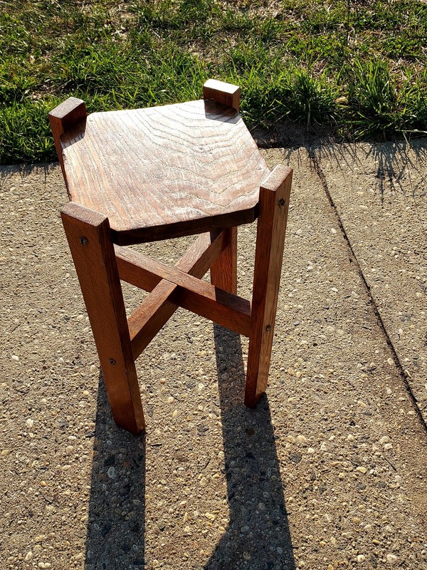 Vintage Solid Oak Mission Plant Stand 18"× 12"× 9" gallery