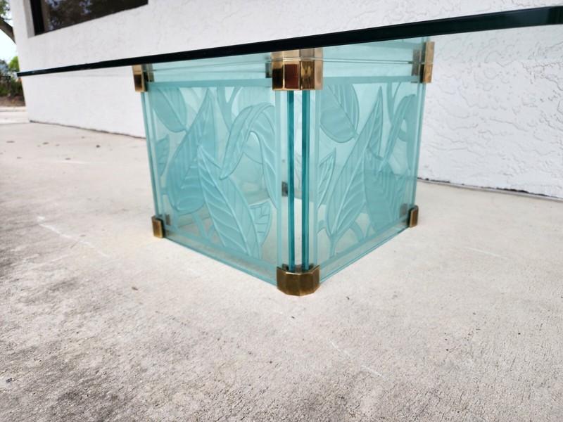 Coffee Cocktail Table Etched Glass Dennis Abbe Coastal Palm Beach gallery