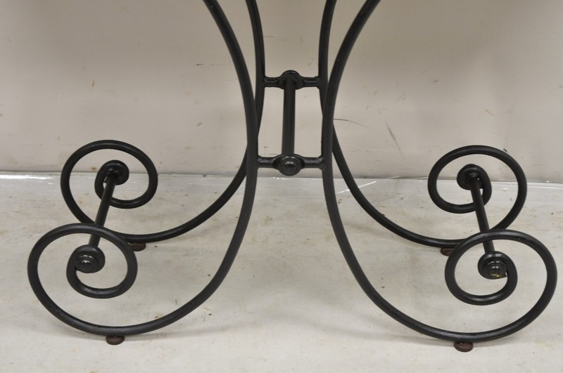 Vtg French Country Pastry Style Wrought Iron Marble Top Baker's Console Table gallery