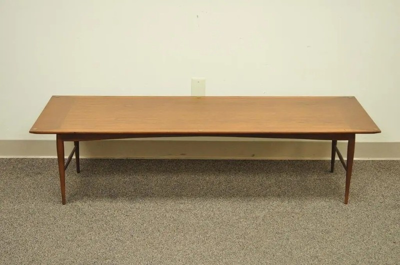 Vintage Mid Century Danish Modern Walnut 60" Long Sleek Coffee Table gallery