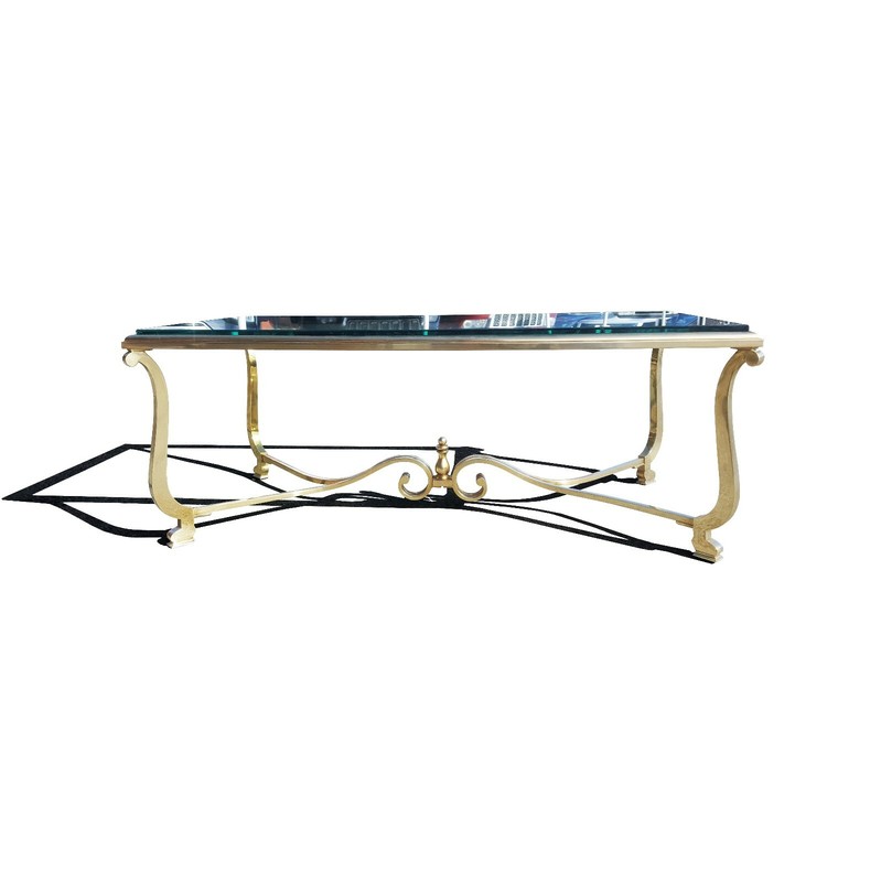 A French neoclassical Hollywood regency brass coffee table gallery