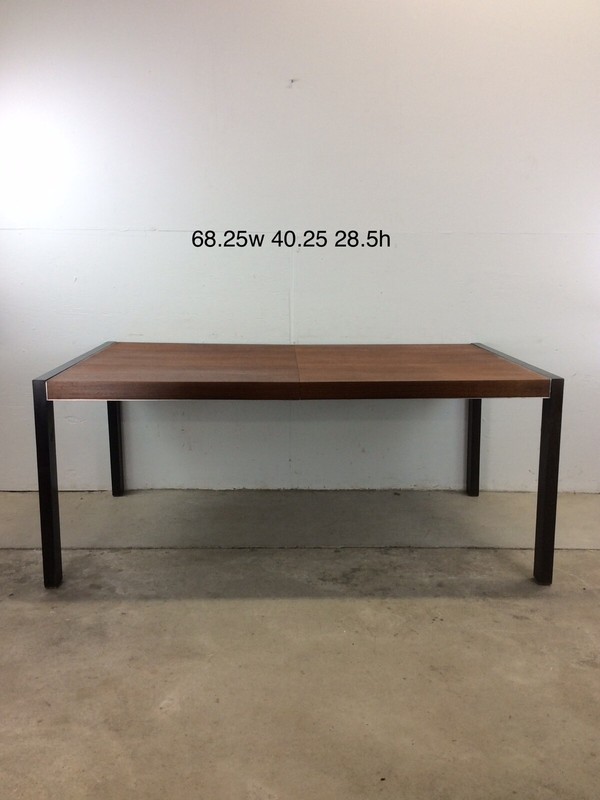 Mid Century Modern Rectangular Teak Dining Table with Black Painted Legs gallery