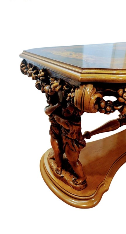 Vintage Italian Baroque Coffee Table hand carved and decorative Inlay gallery